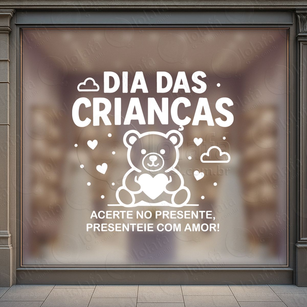 acerte no presente promoção loja adesivos para vitrine dia das crianças mod:69