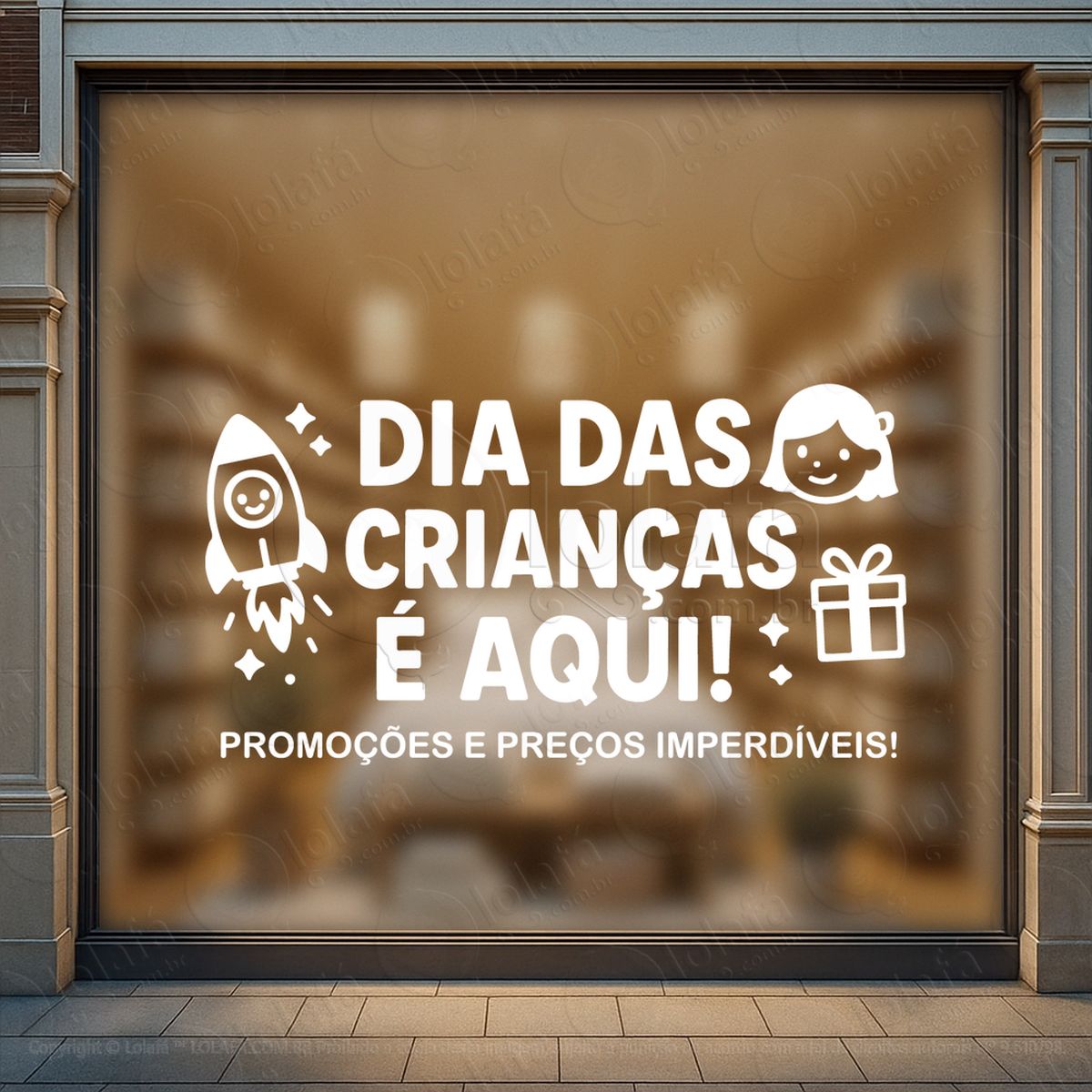 promoções e preços imperdíveis adesivos para vitrine dia das crianças mod:72