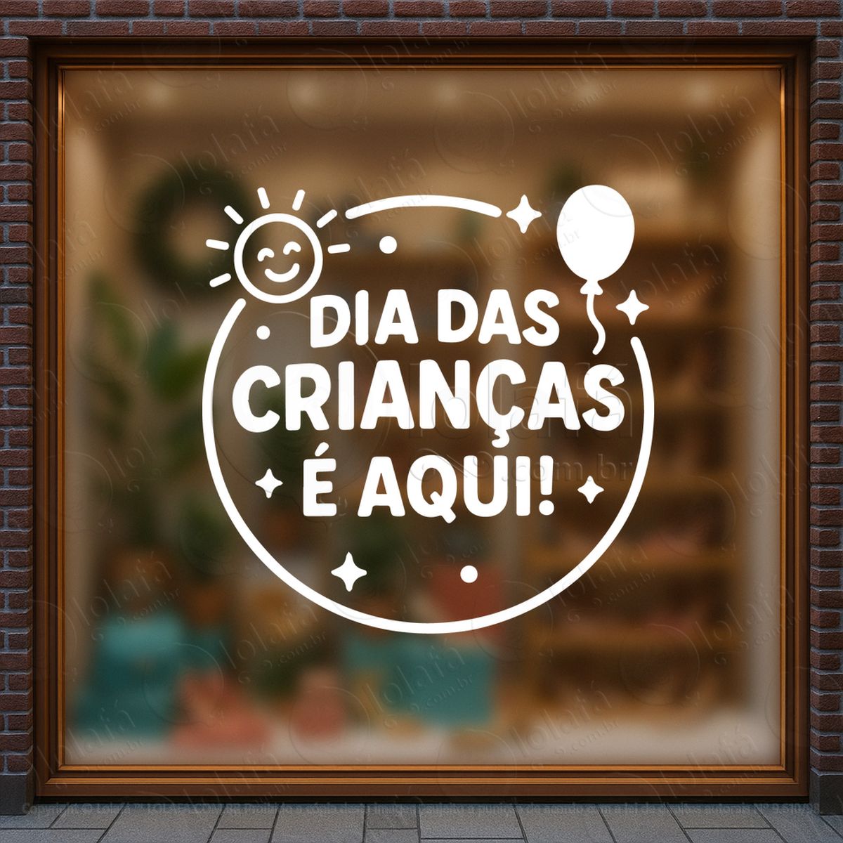 dia das crianças é aqui adesivos para vitrine dia das crianças mod:73