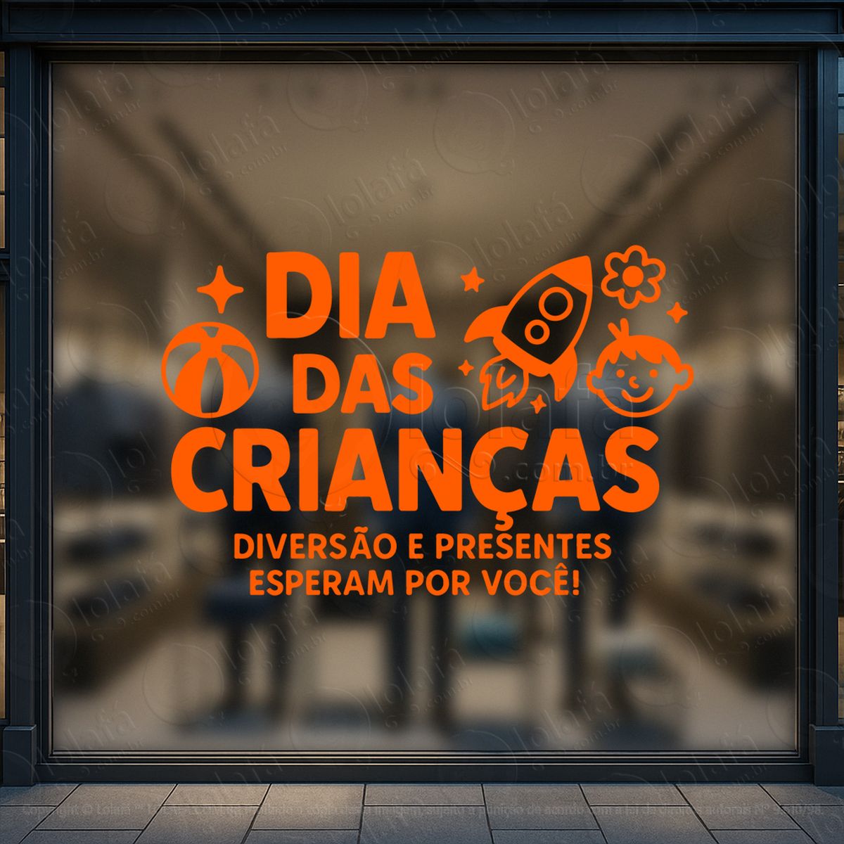 Diversão e Presentes Esperam por Você Adesivos Para Vitrine Dia Das Crianças Mod:80