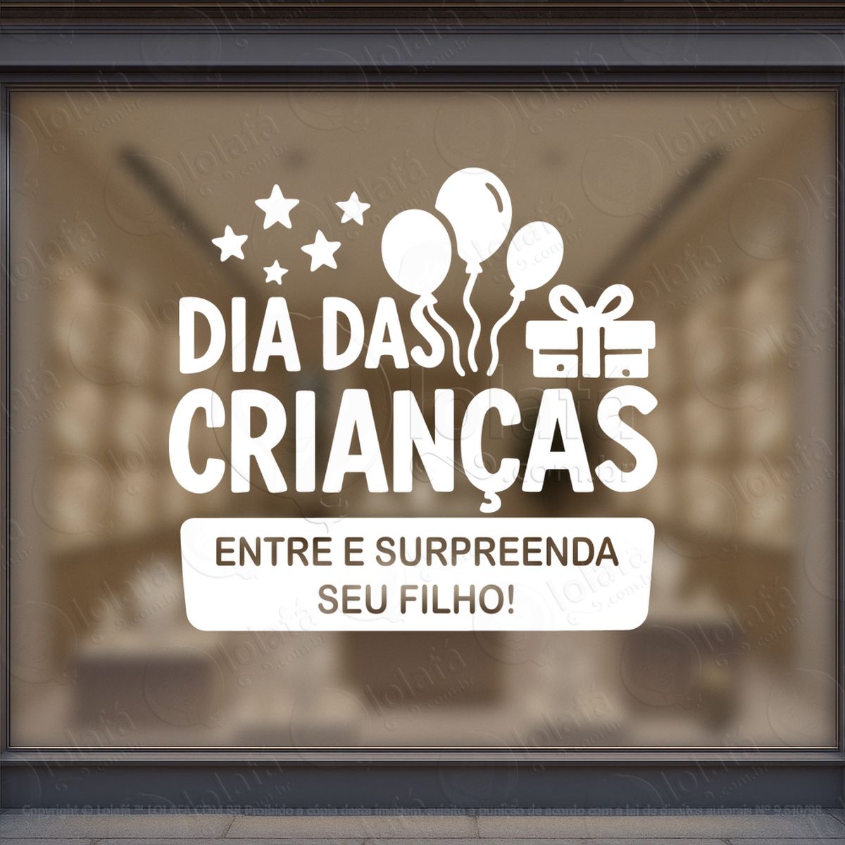 Entre e Surpreenda Seu Filho Adesivos Para Vitrine Dia Das Crianças Mod:81