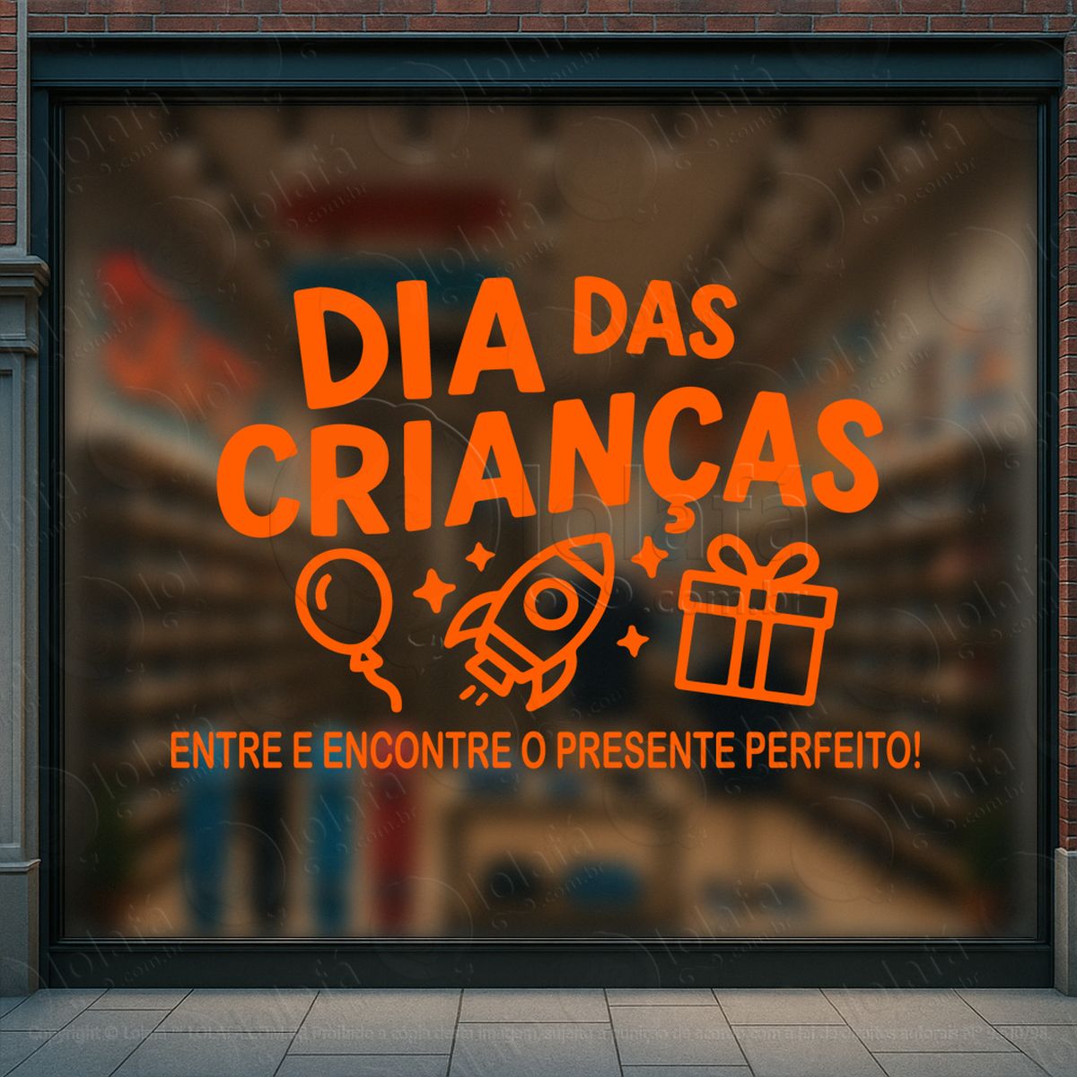 Entre e Encontre o Presente Perfeito Adesivos Para Vitrine Dia Das Crianças Mod:82