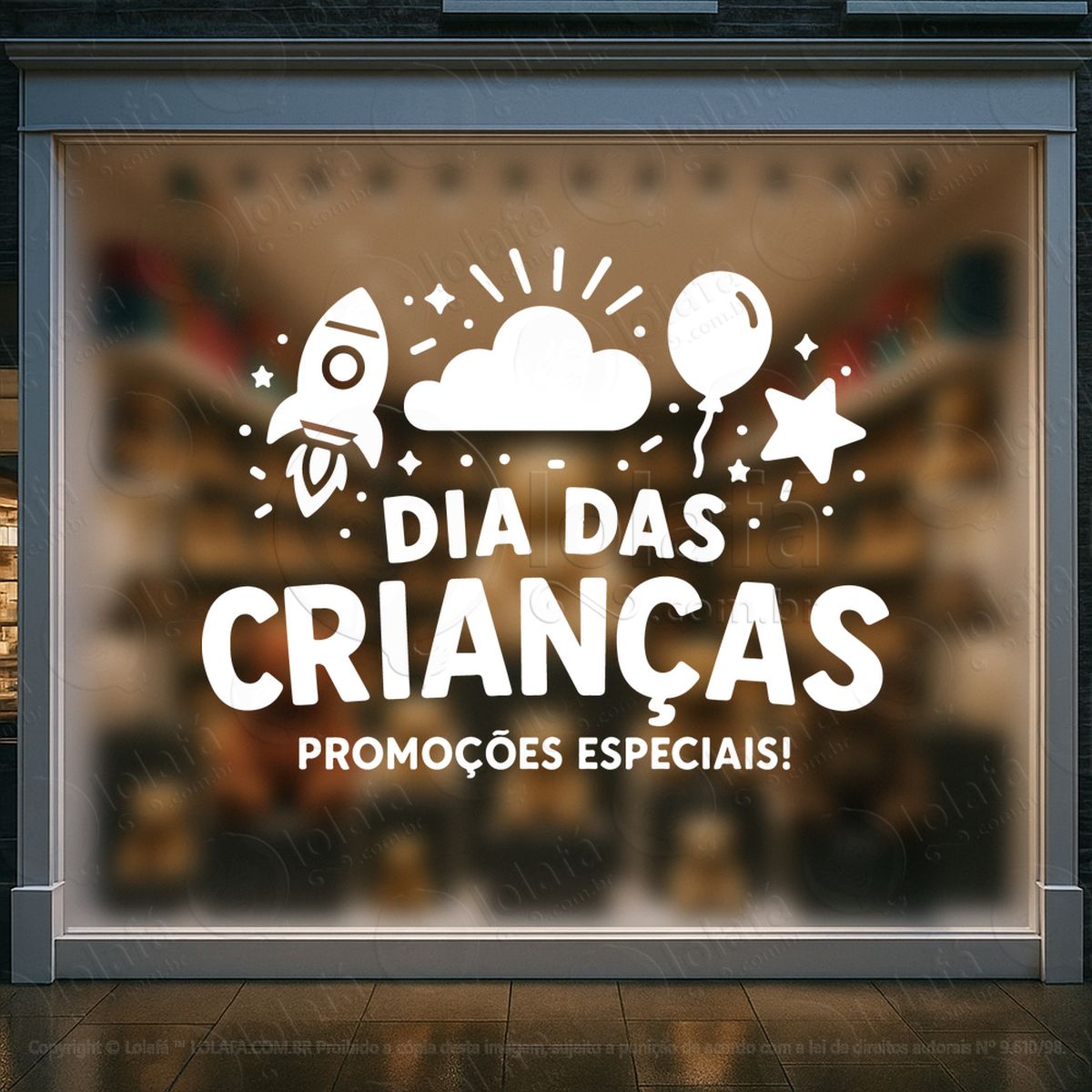 promoções especiais decoração loja adesivos para vitrine dia das crianças mod:96