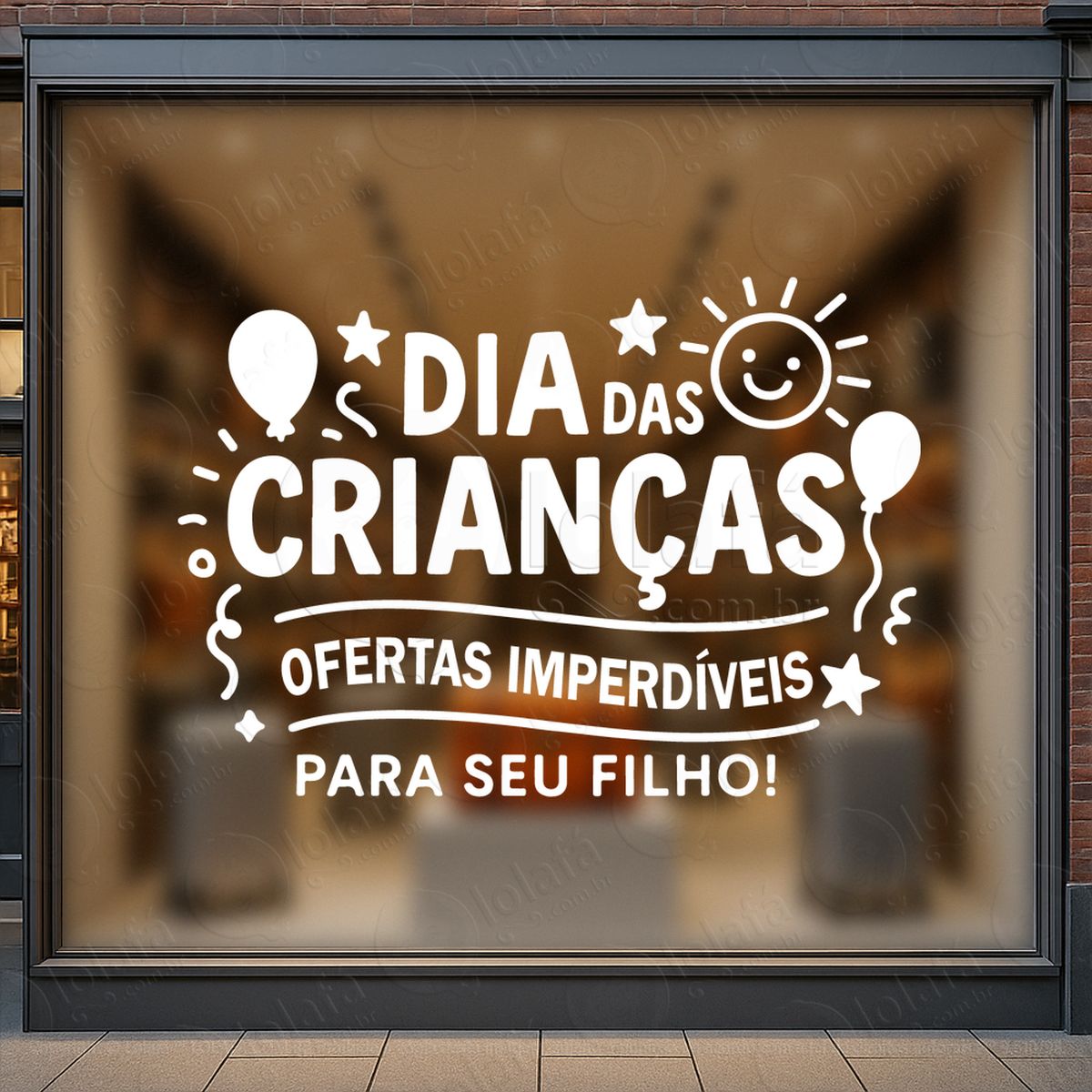 ofertas imperdíveis para seu filho adesivos para vitrine dia das crianças mod:97