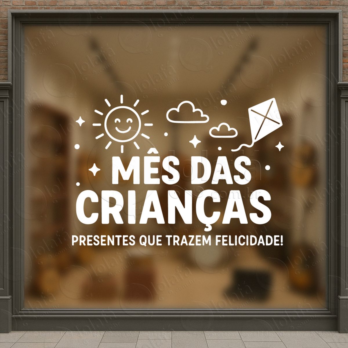 Presentes que Trazem Felicidade Adesivos Para Vitrine Dia Das Crianças Mod:100