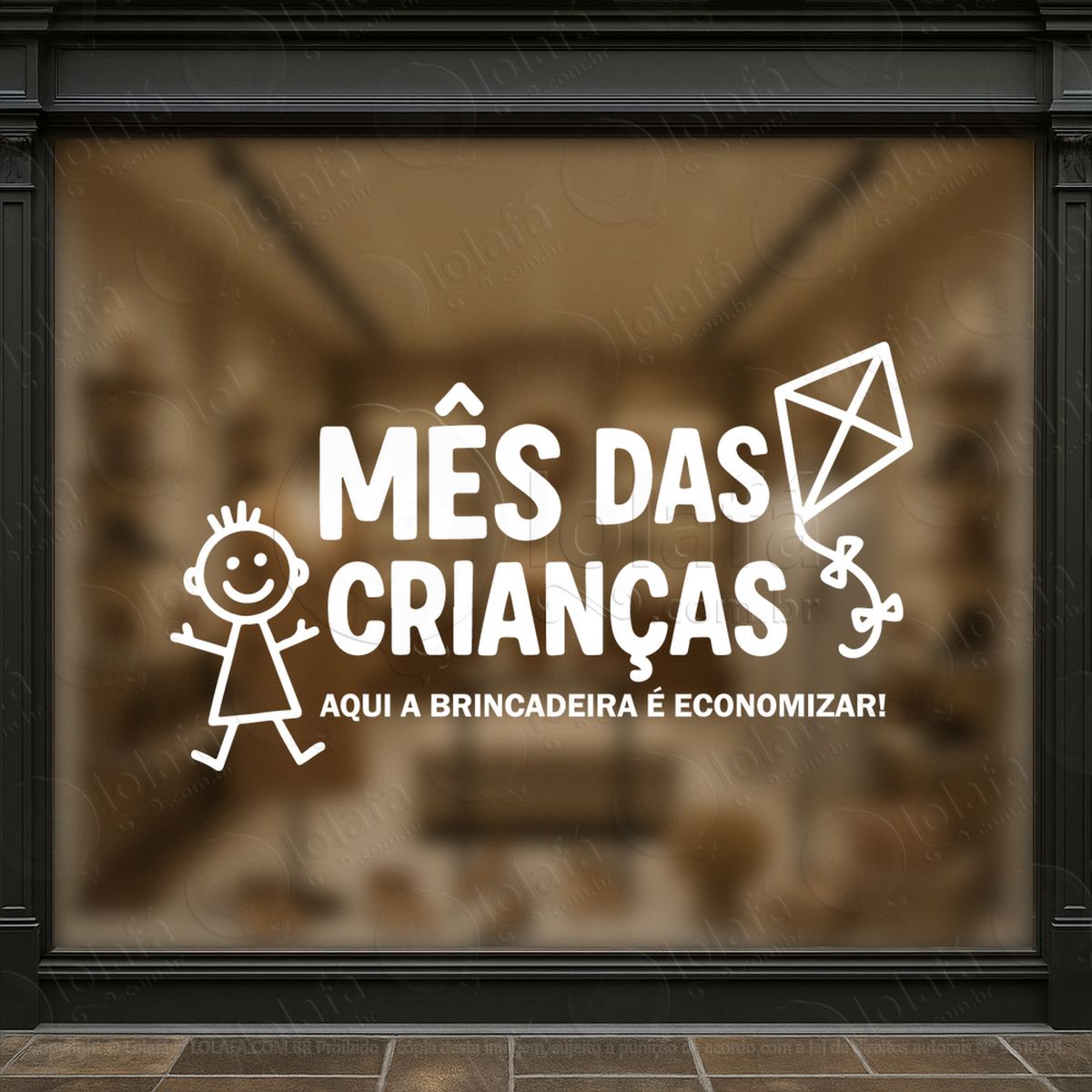 Aqui a Brincadeira é Economizar Adesivos Para Vitrine Dia Das Crianças Mod:102
