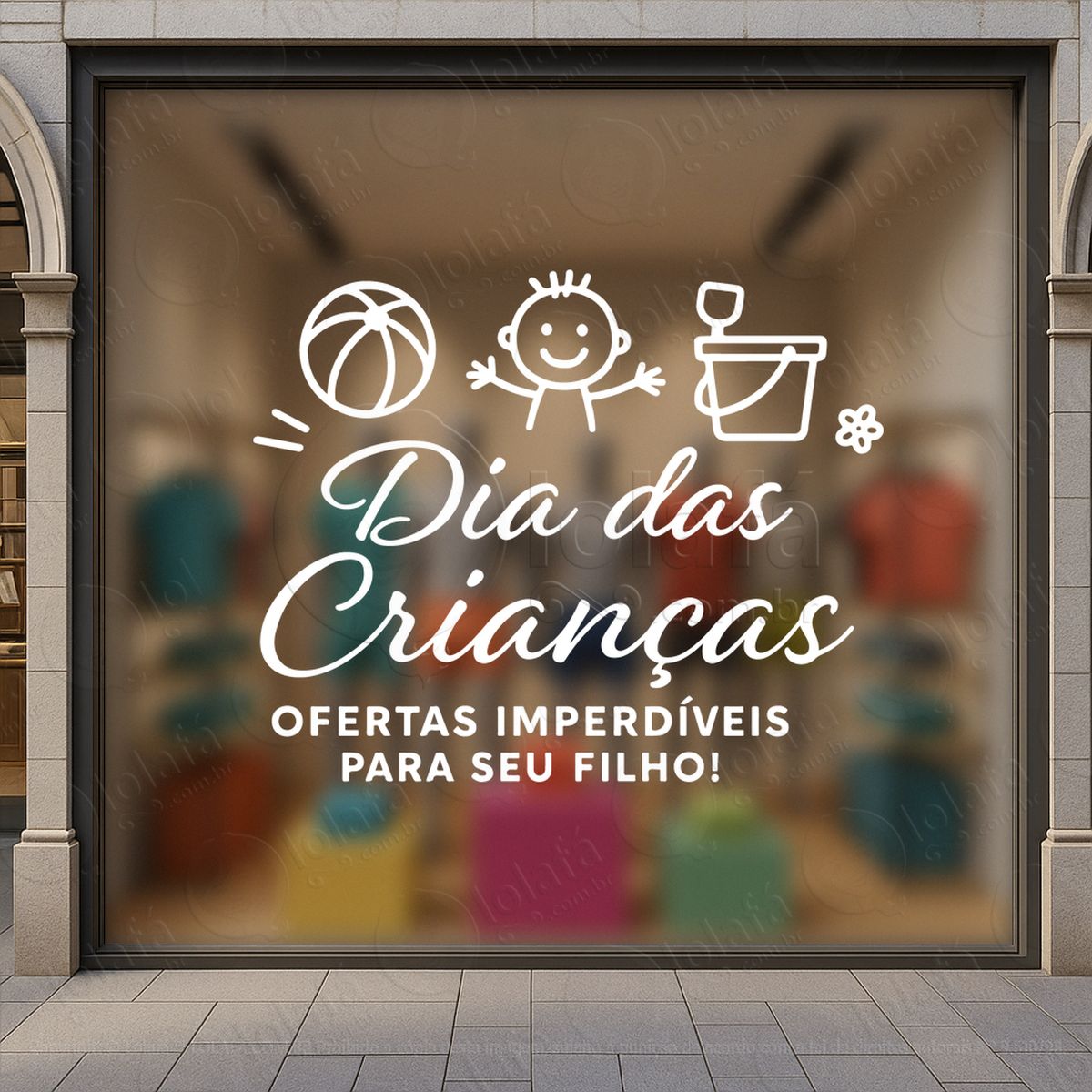 Ofertas Imperdíveis Para seu Filho Adesivos Para Vitrine Dia Das Crianças Mod:104