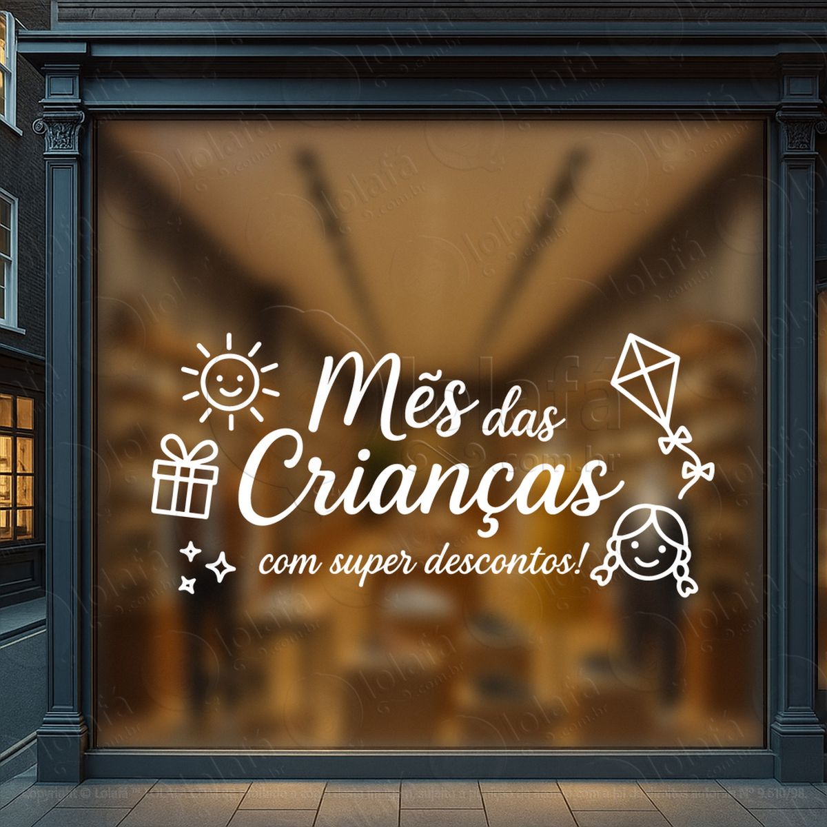 Super Descontos Promoção Loja Adesivos Para Vitrine Dia Das Crianças Mod:105