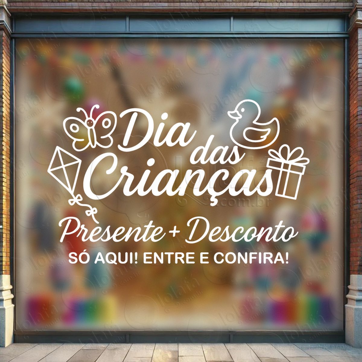 Presente Mais Desconto Só Aqui Adesivos Para Vitrine Dia Das Crianças Mod:110
