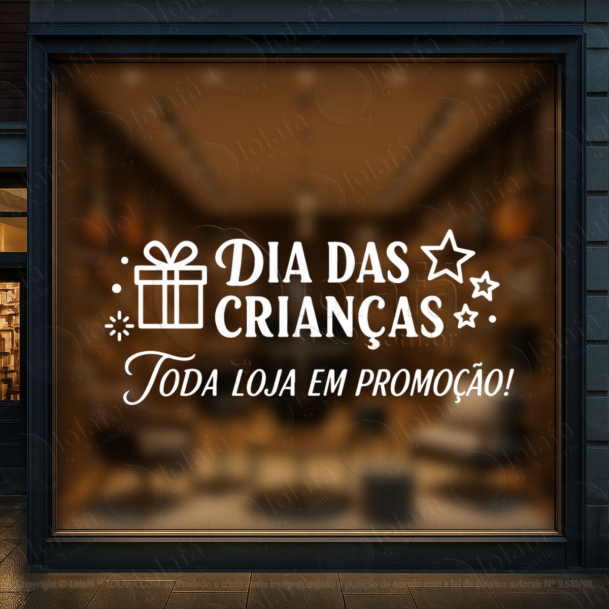 toda loja em promoção adesivos para vitrine dia das crianças mod:111