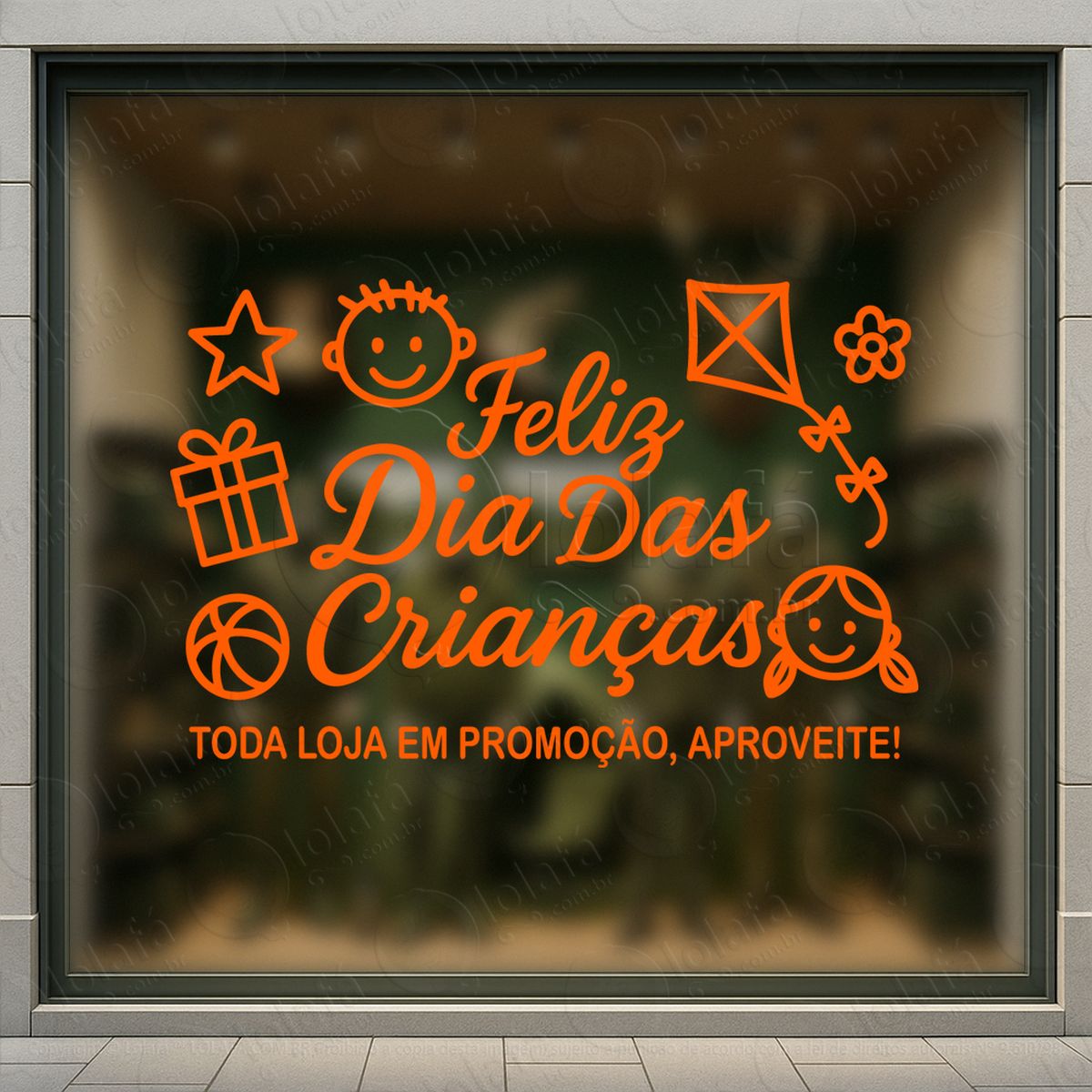 toda loja em promoção adesivos para vitrine dia das crianças mod:114