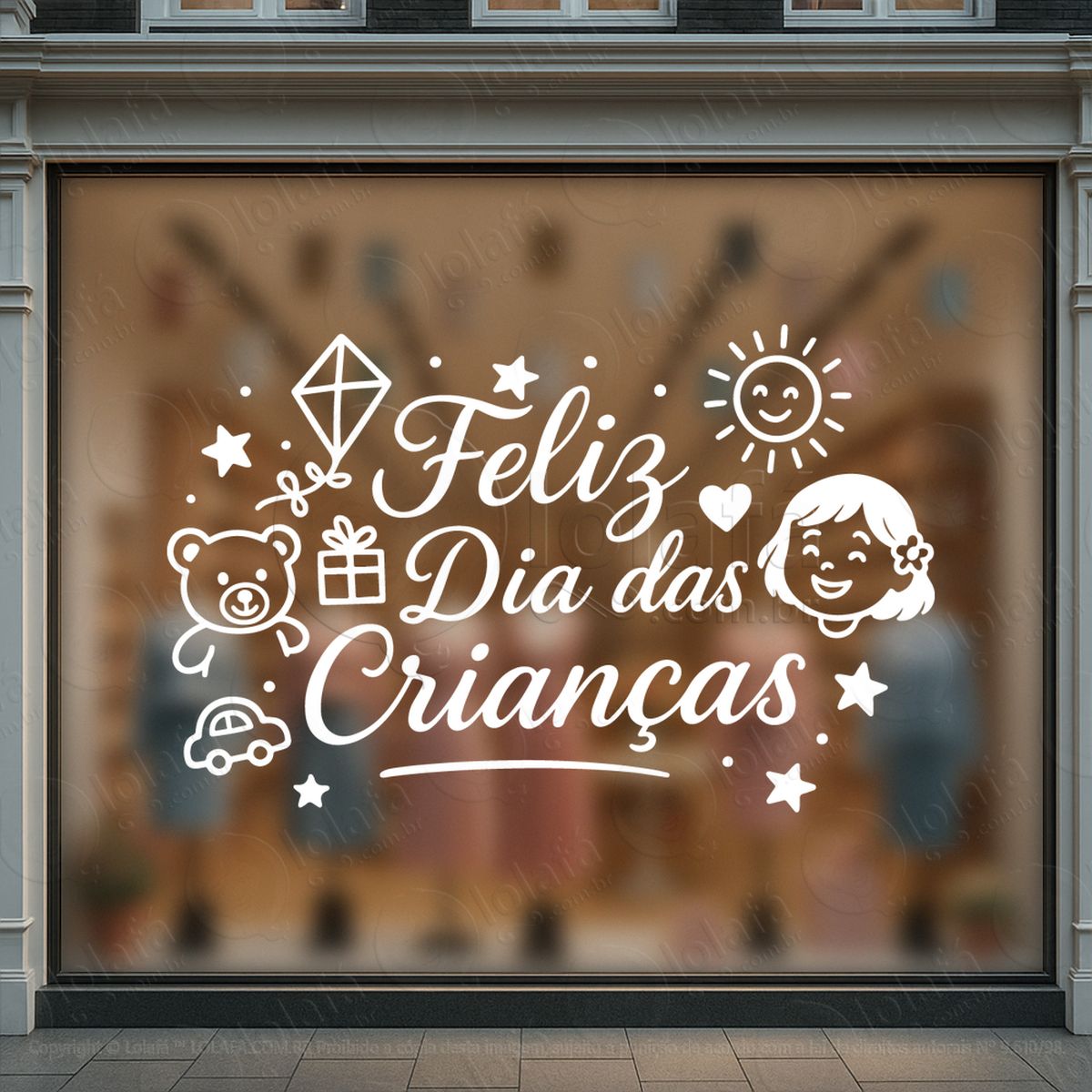 feliz dia das crianças decoração loja adesivos para vitrine dia das crianças mod:118