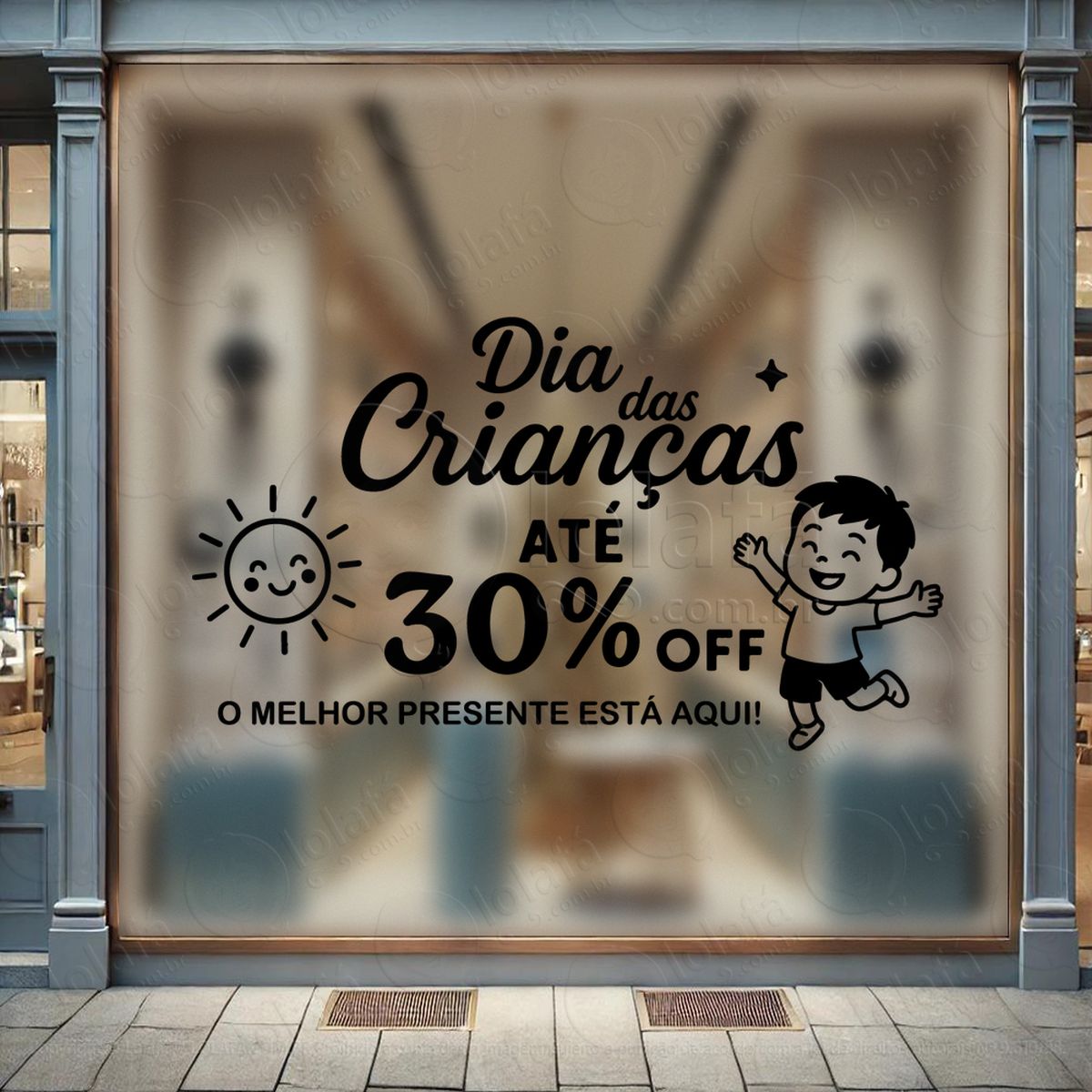 Até 30% Off Promoção Loja Adesivos Para Vitrine Dia Das Crianças Mod:122