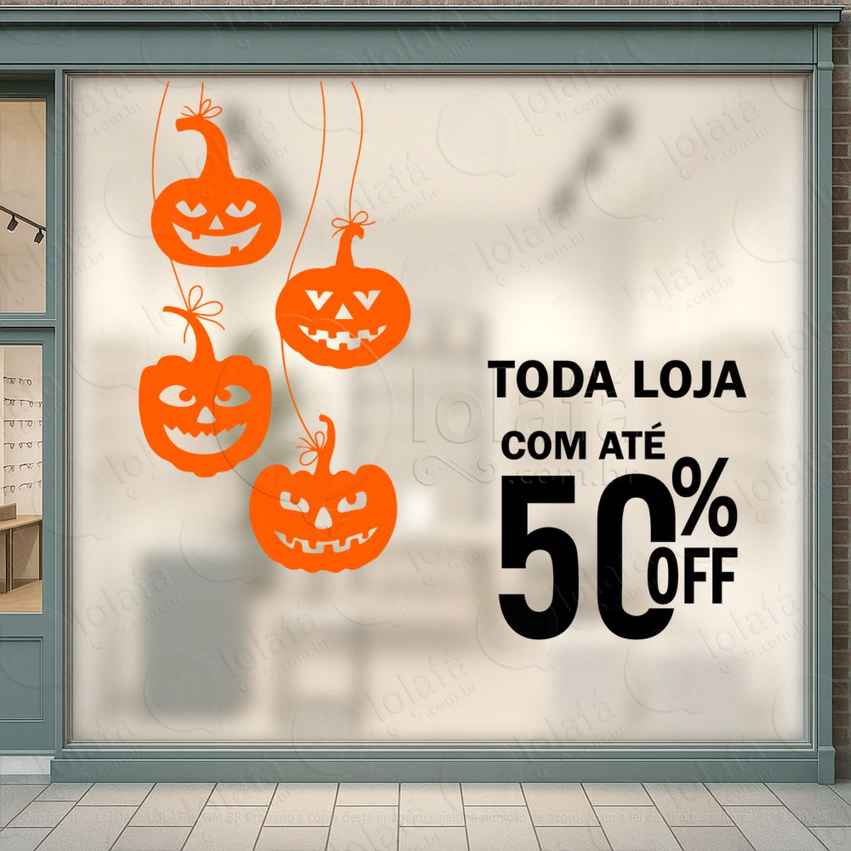 cortina de abóboras até 50% off adesivos para vitrine halloween mod:128