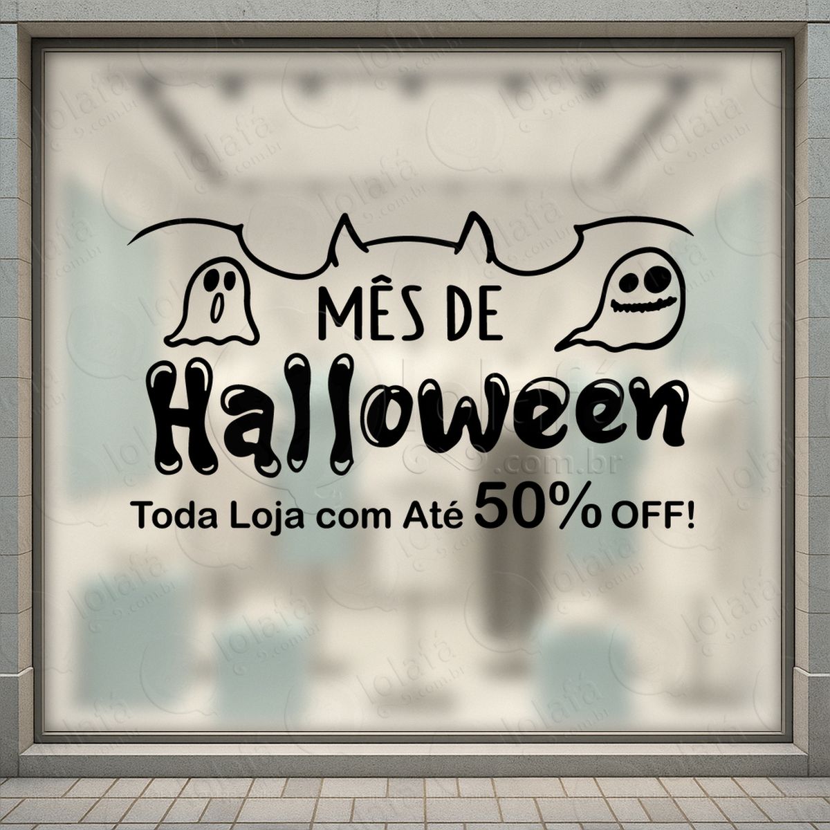 toda loja com até 50% off adesivos para vitrine halloween mod:131