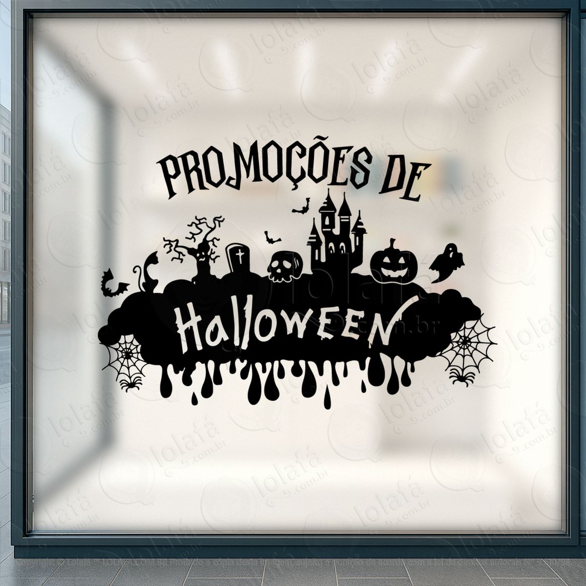 promoções de halloween loja fachada adesivos para vitrine halloween mod:146