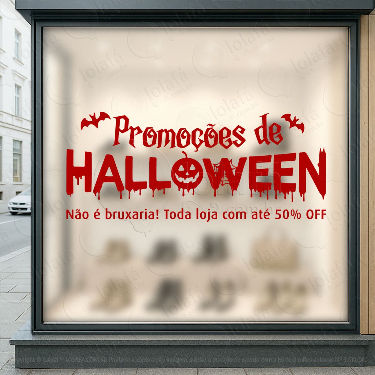 toda loja com até 50% off adesivos para vitrine halloween mod:160