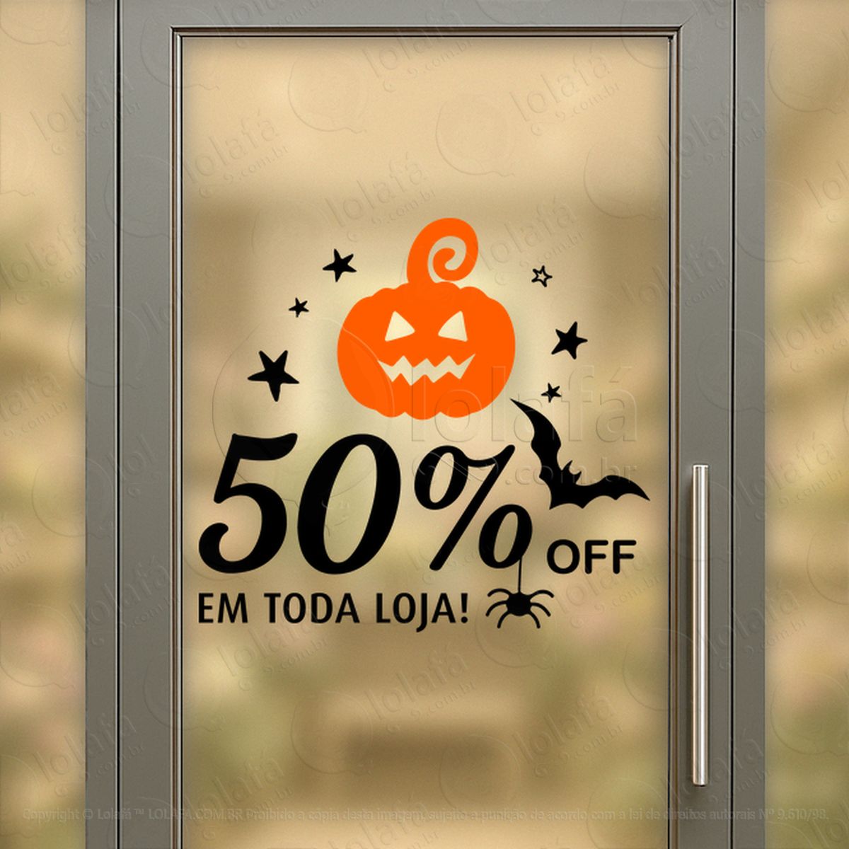 promoção 50% off em toda loja adesivos para vitrine halloween mod:161