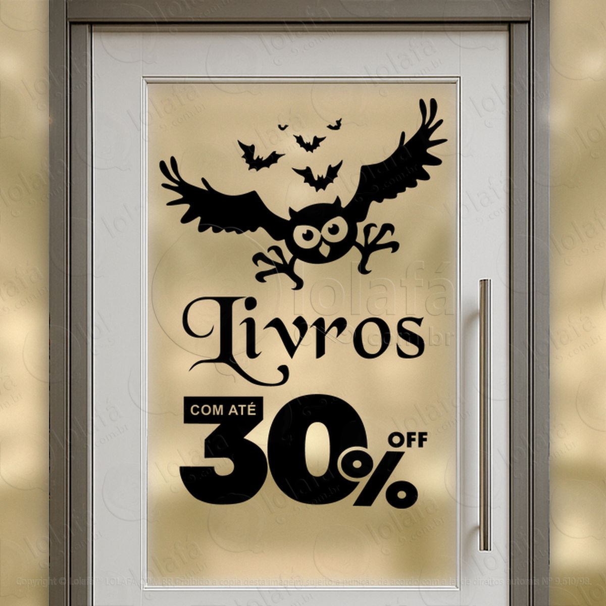 livros até 30% off promoção loja adesivos para vitrine halloween mod:167