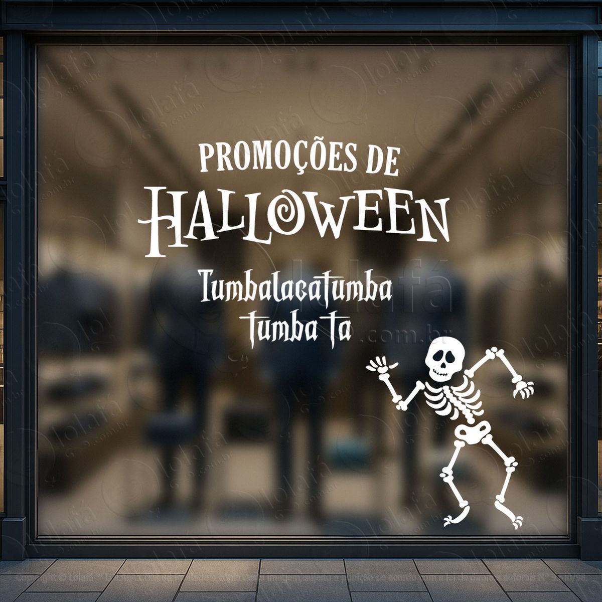 promoção loja esqueleto tumbalacatumba adesivos para vitrine halloween mod:168