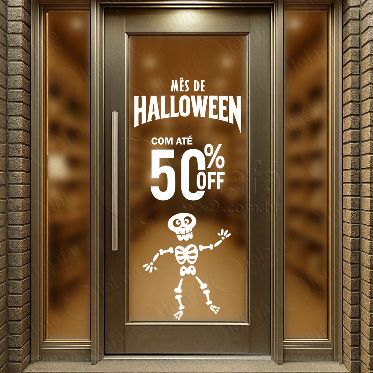 mês de halloween promoção 50% off adesivos para vitrine halloween mod:171