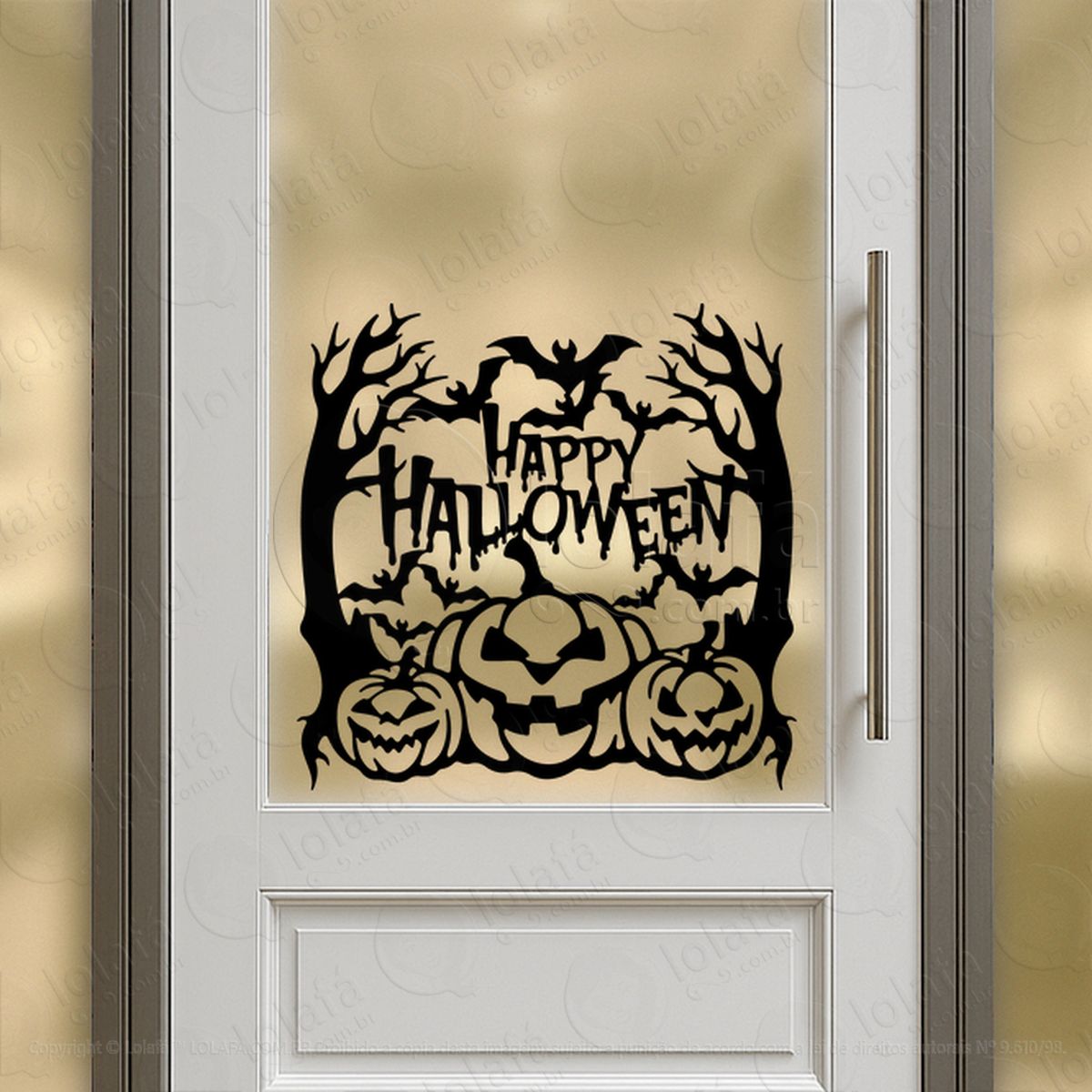 happy halloween floresta abóboras adesivos para vitrine halloween mod:203