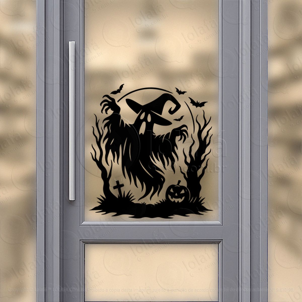 cenário cemitério fantasma adesivos para vitrine halloween mod:204