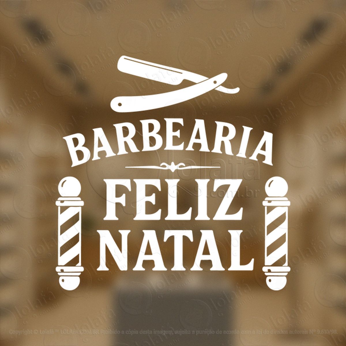 barbearia feliz natal loja fachada adesivos para salão de beleza e barbearia mod:221
