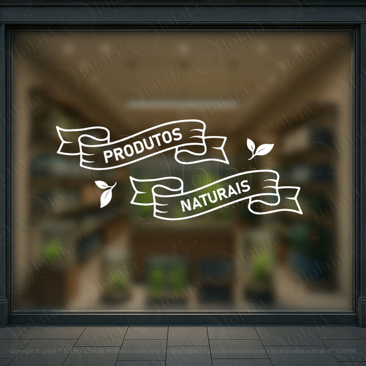 produtos naturais frase loja fachada adesivos para vitrine empório mod:227