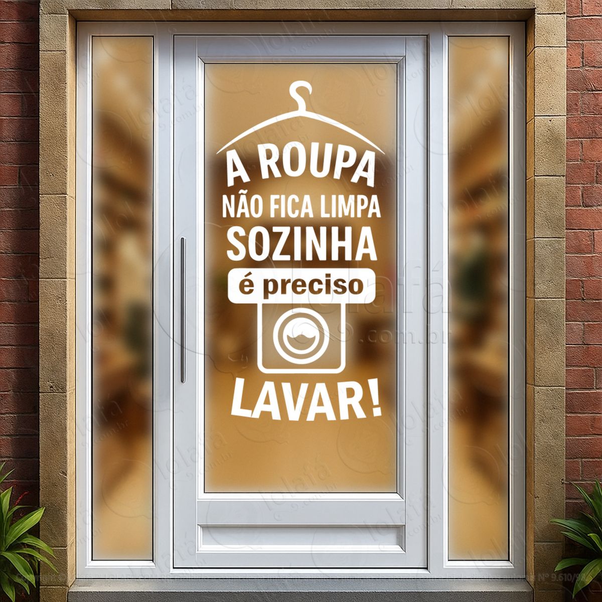 A Roupa não Fica Limpa Sozinha Loja Fachada Adesivos Para Vitrine Lavanderia Mod:242