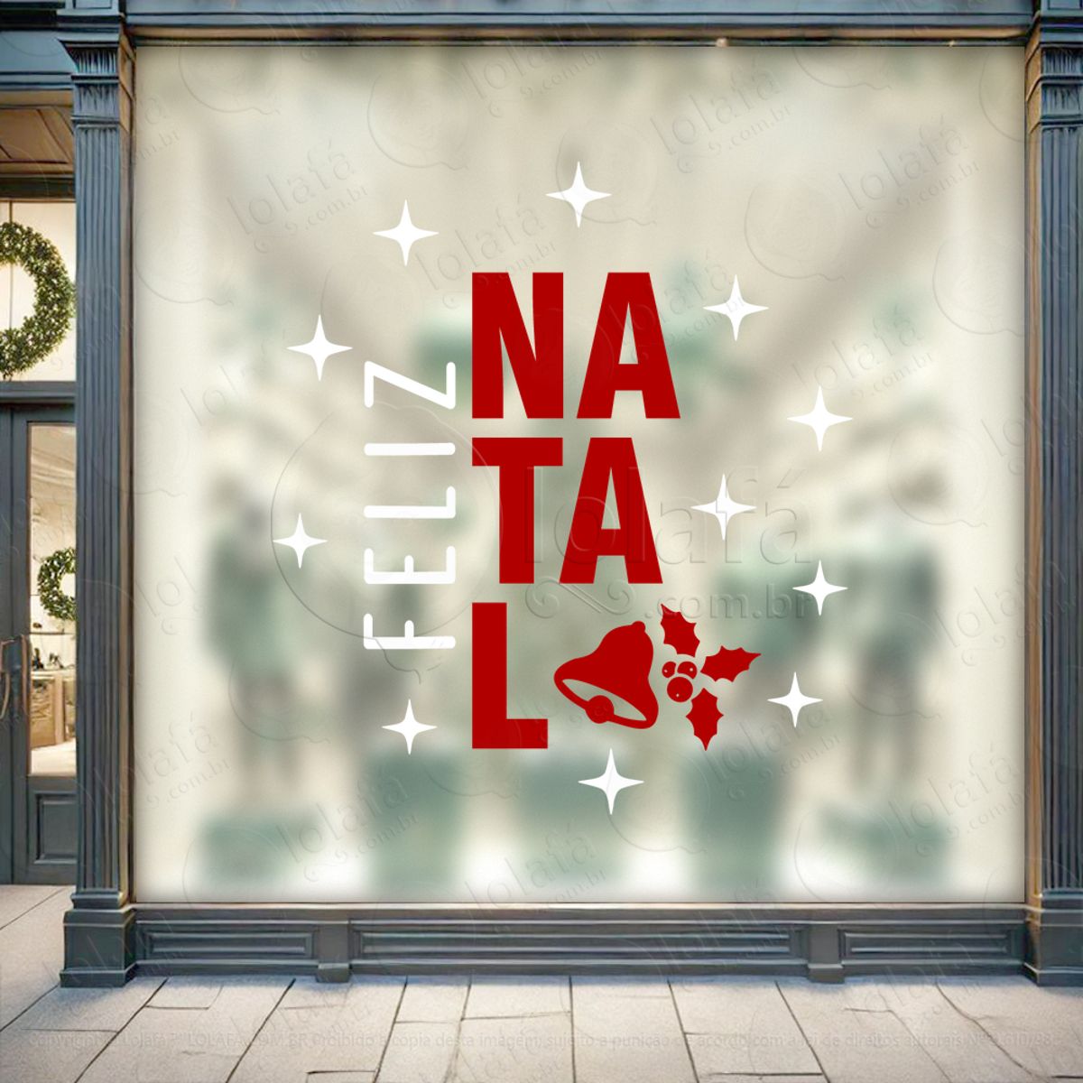 adesivo de natal para vitrine personalizável mod:331