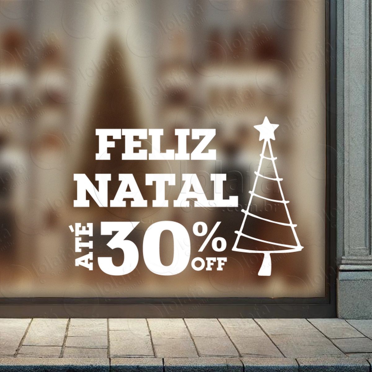 adesivo de natal para vitrine personalizável mod:336