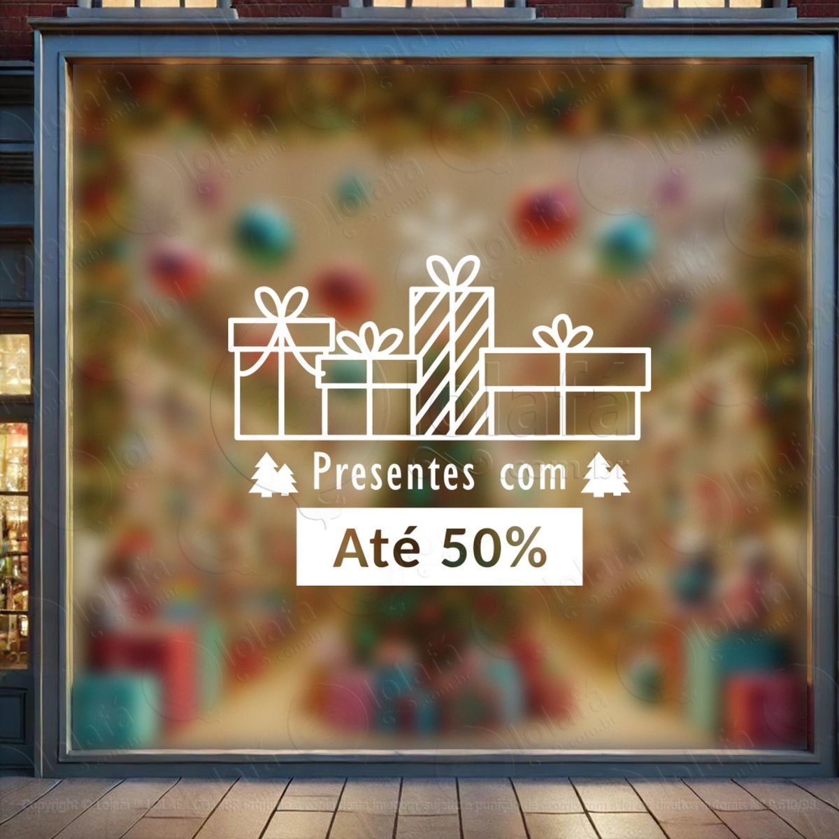 adesivo de natal para vitrine personalizável mod:340