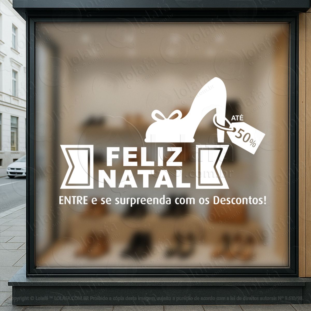 adesivo de natal para vitrine personalizável mod:345