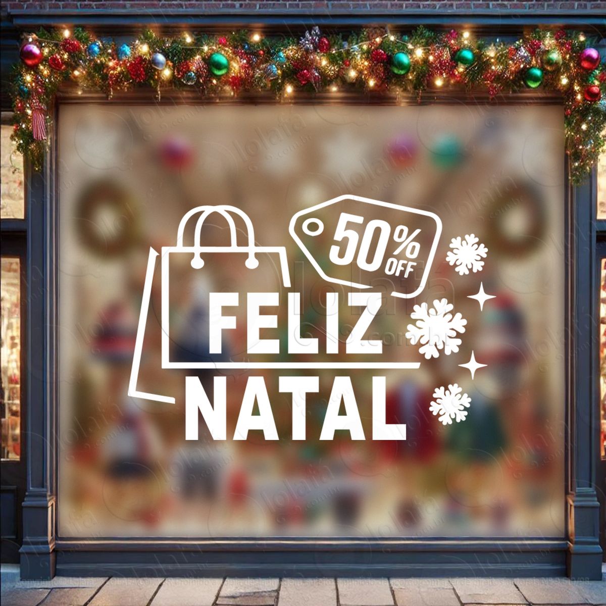 adesivo de natal para vitrine personalizável mod:349
