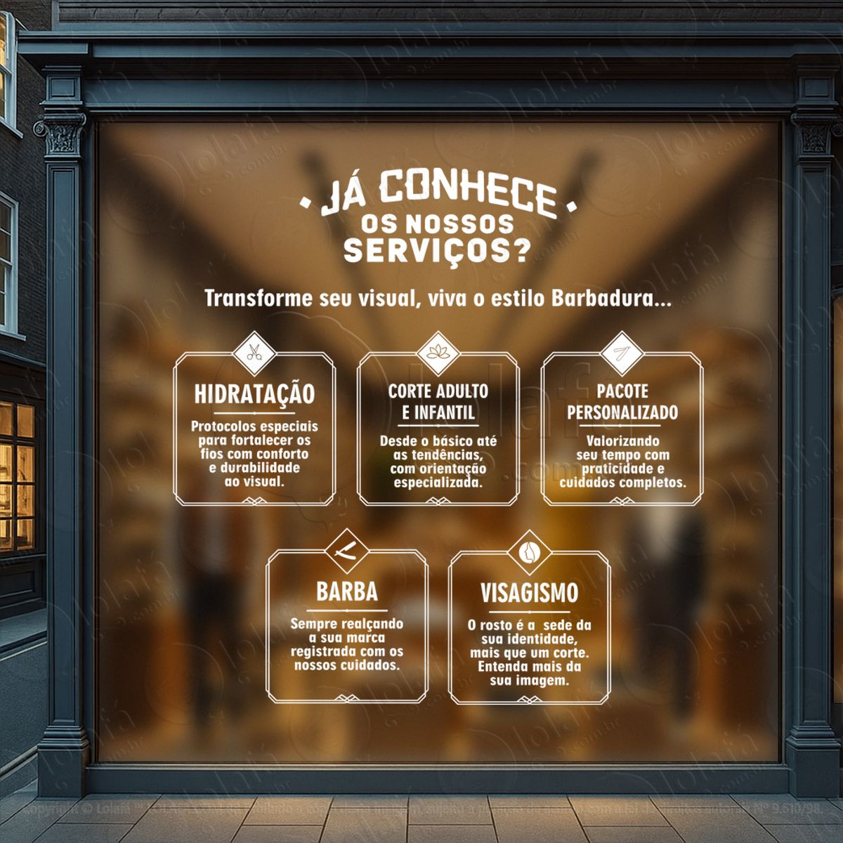 Painel de Serviços Variados Adesivos Para Salão De Beleza e Barbearia Mod:353