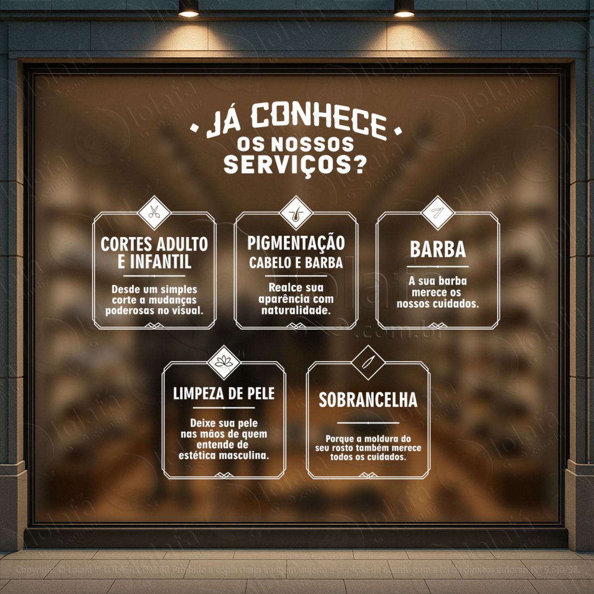 painel de serviços adesivos para salão de beleza e barbearia mod:355