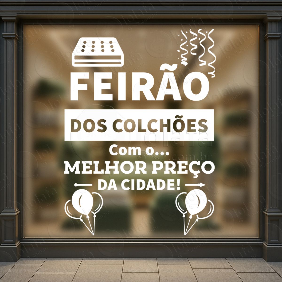 feirão dos colchões adesivos para vitrine mod:365