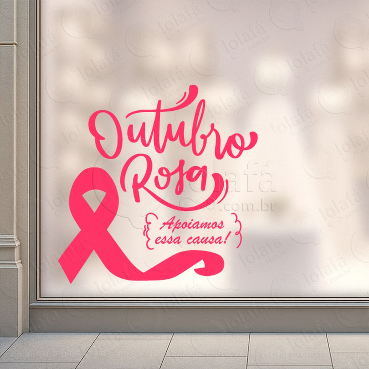 outubro rosa apoiamos essa causa adesivos para vitrine mod:367