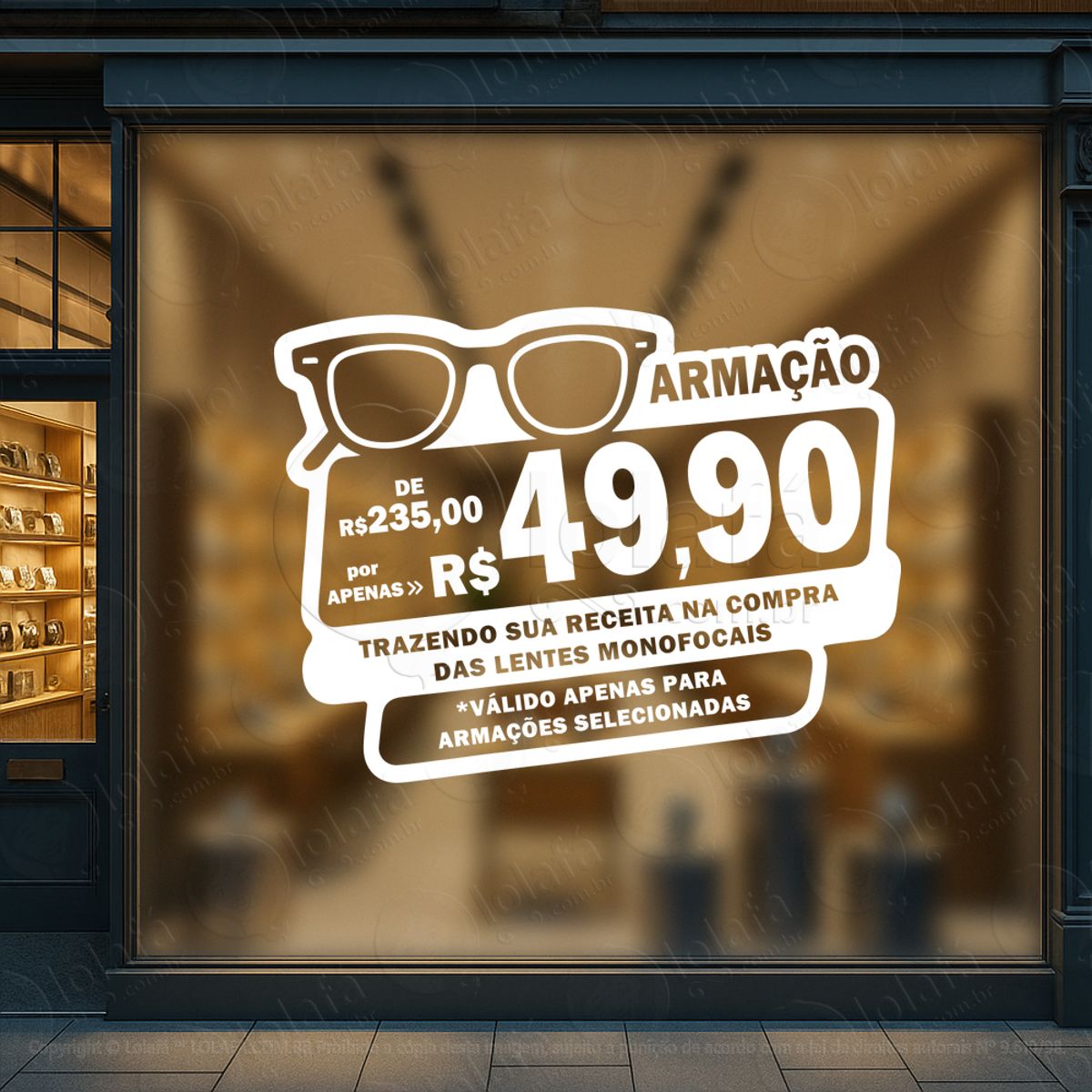 impacto visual que vende adesivos para vitrine Ótica mod:400