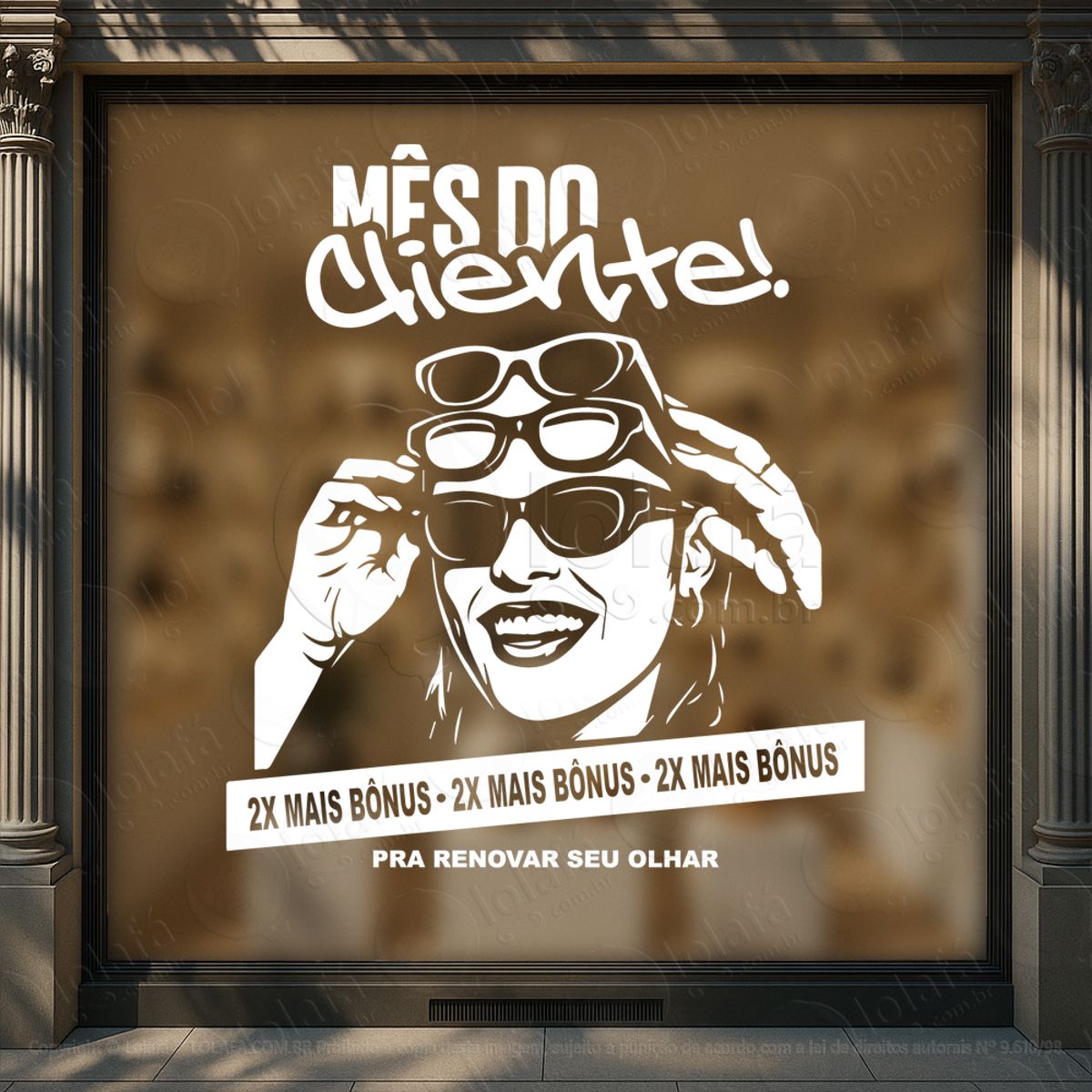 layout pensado para vender adesivos para vitrine Ótica mod:417