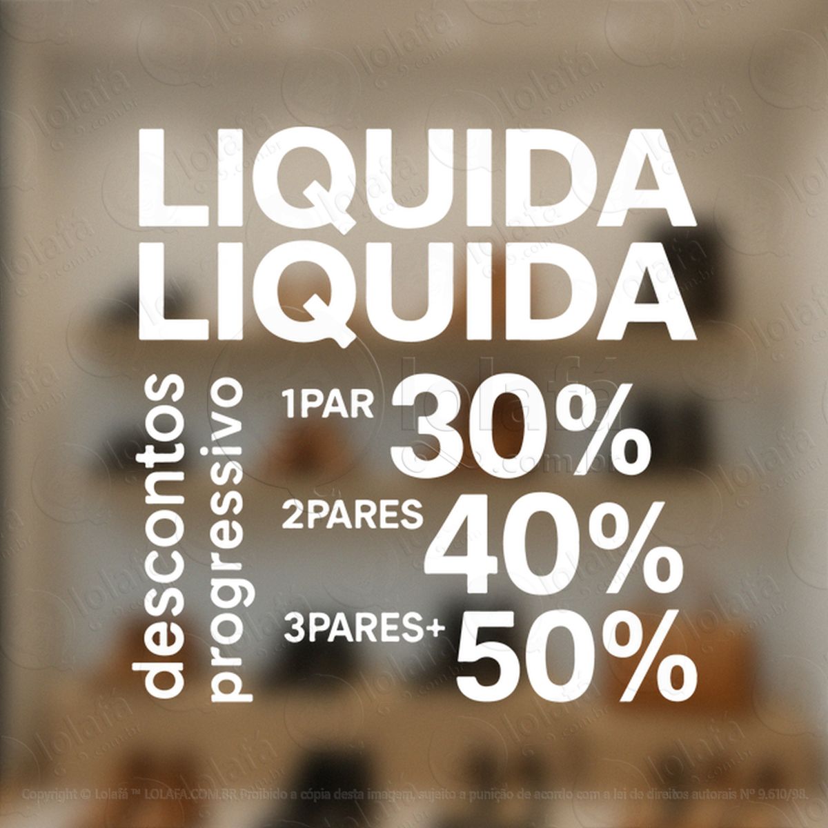 frase liquida descontos progressivos adesivos para vitrine mod:522
