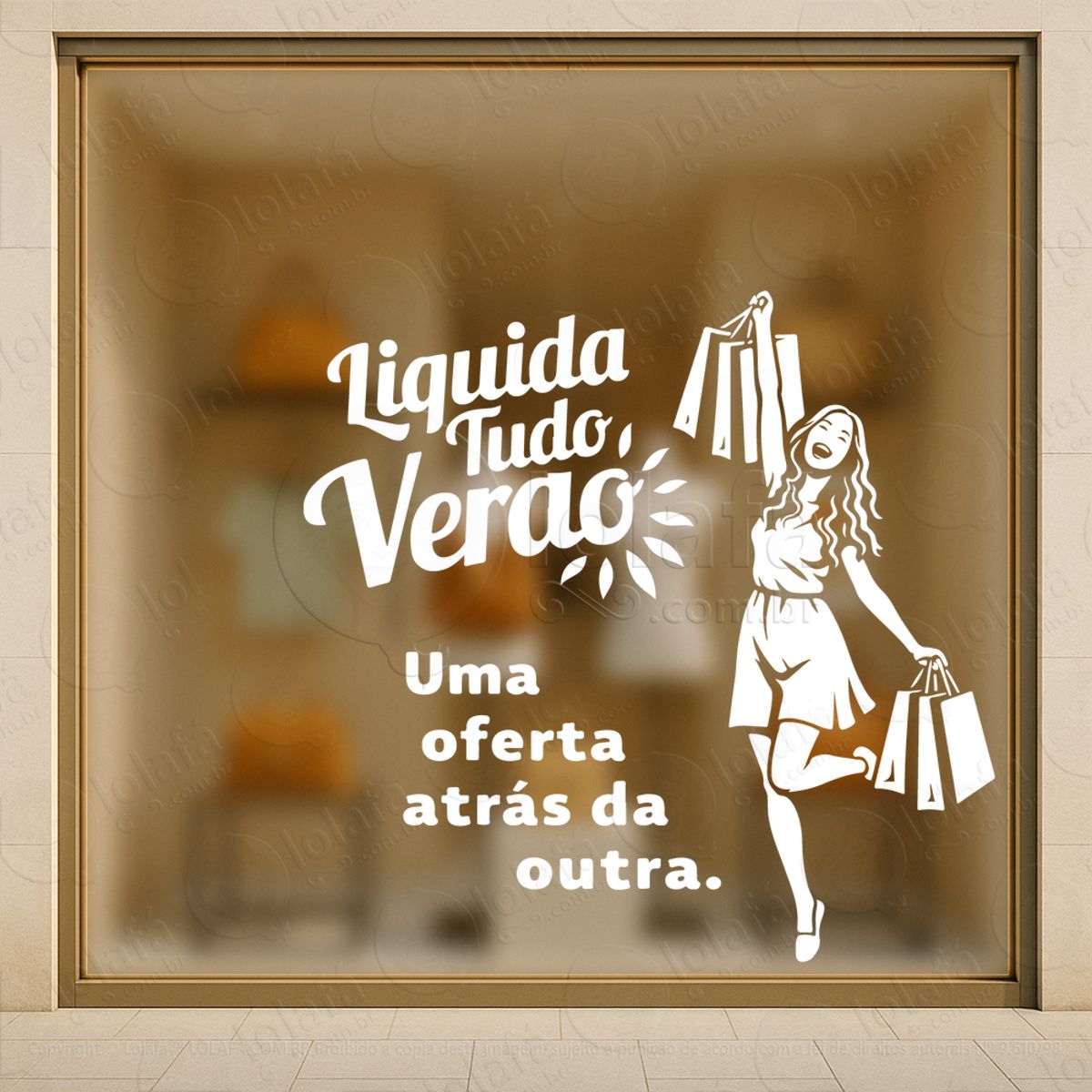frase liquida tudo verão loja adesivos para vitrine primavera verão mod:527