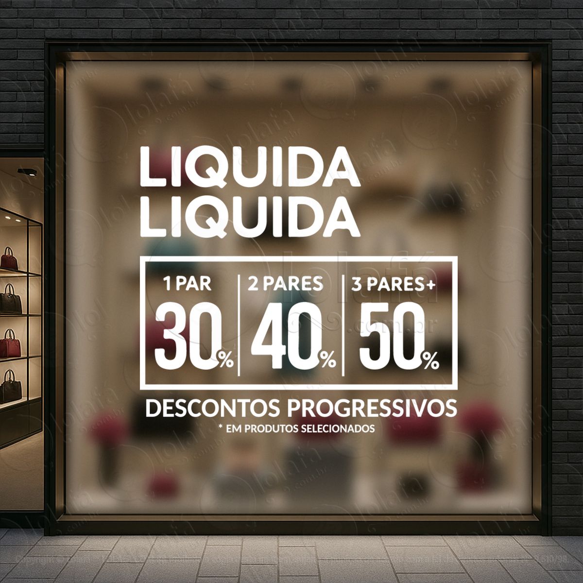 frase liquida descontos progressivos adesivos para vitrine mod:528