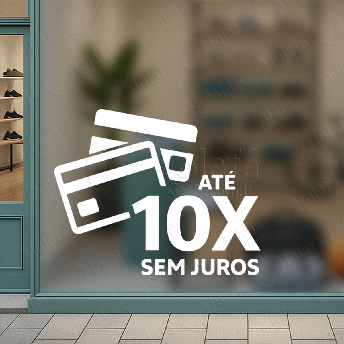 frase até 10x sem juros adesivos para vitrine mod:530
