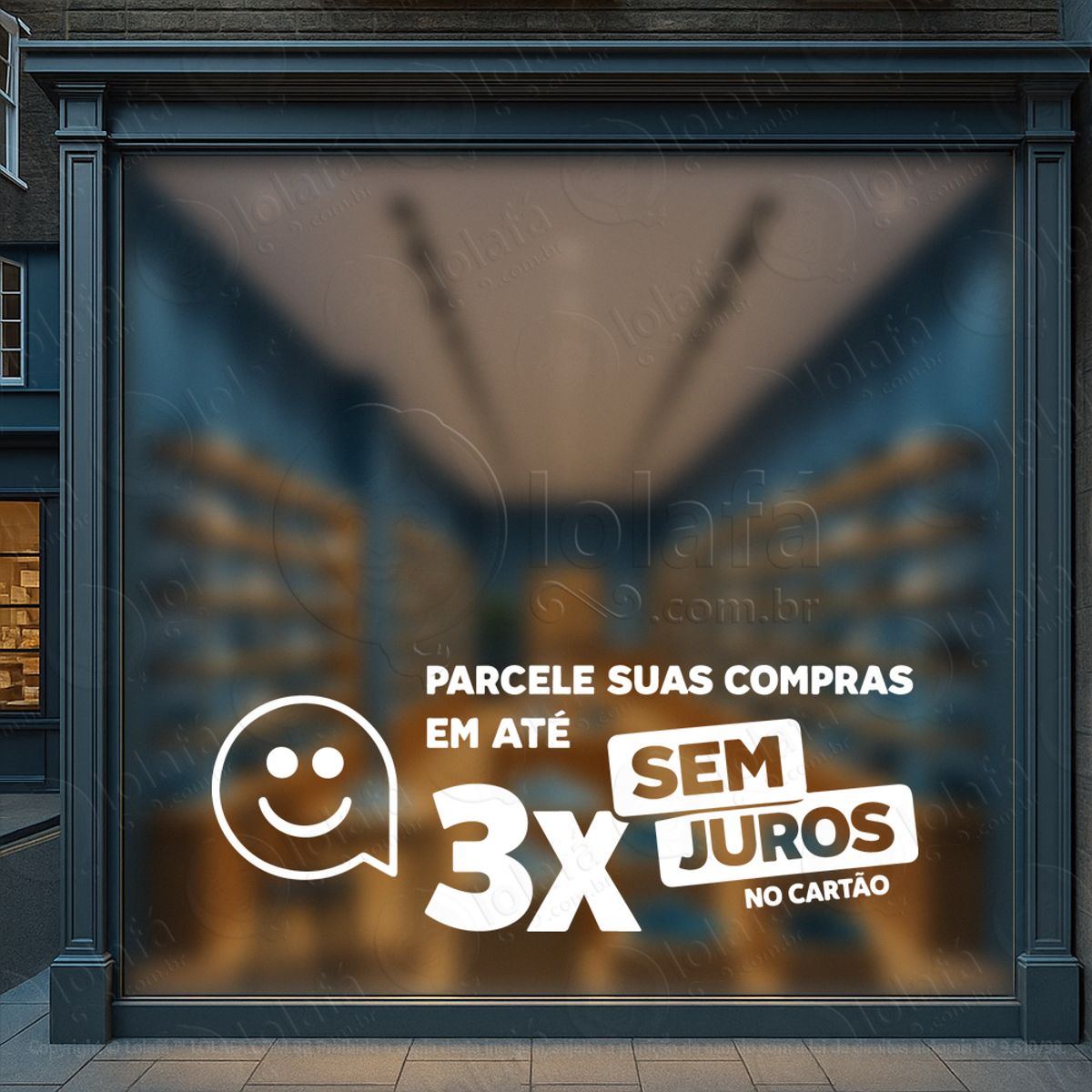 frase parcele em até 3x sem juros adesivos para vitrine mod:531