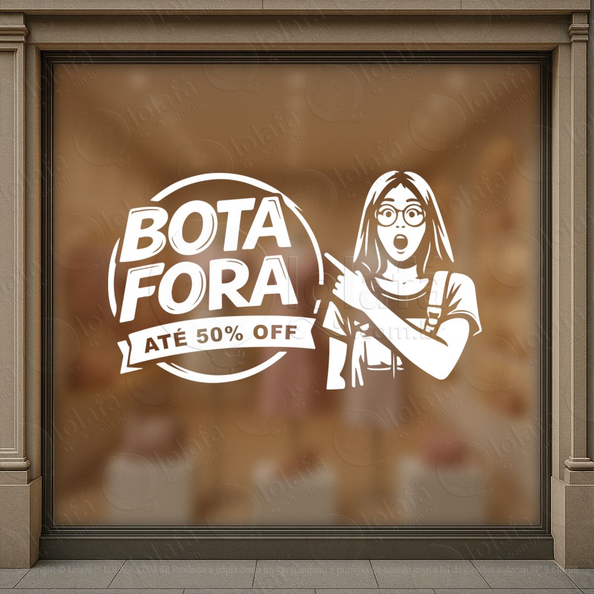 frase bota fora descontos adesivos para vitrine mod:542
