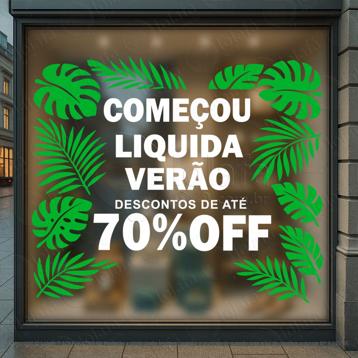 liquida verão descontos loja adesivos para vitrine primavera verão mod:549