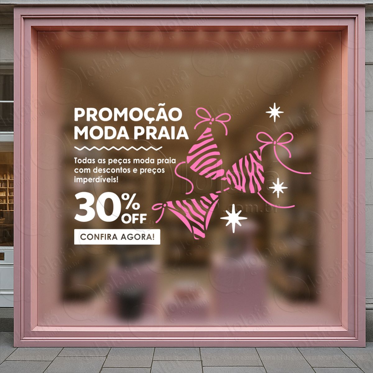 promoção moda praia loja adesivos para vitrine primavera verão mod:553
