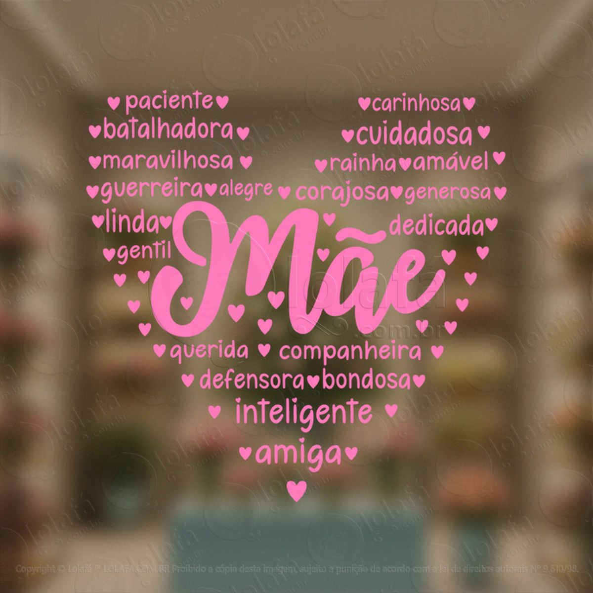 Coração Palavras Mãe Decoração Loja Adesivos Para Vitrine Dia Das Mães Mod:564